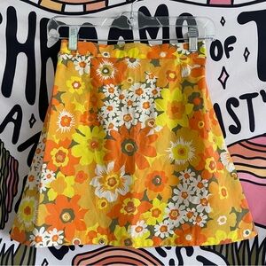 Vintage 1960s flower power mini skirt
